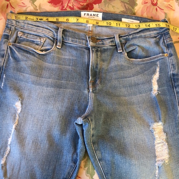 FRAME Size 28 (30) “Le Garçon Jean” Stretch Skinny Jean Distressed Med Blue Soft - Picture 8 of 16